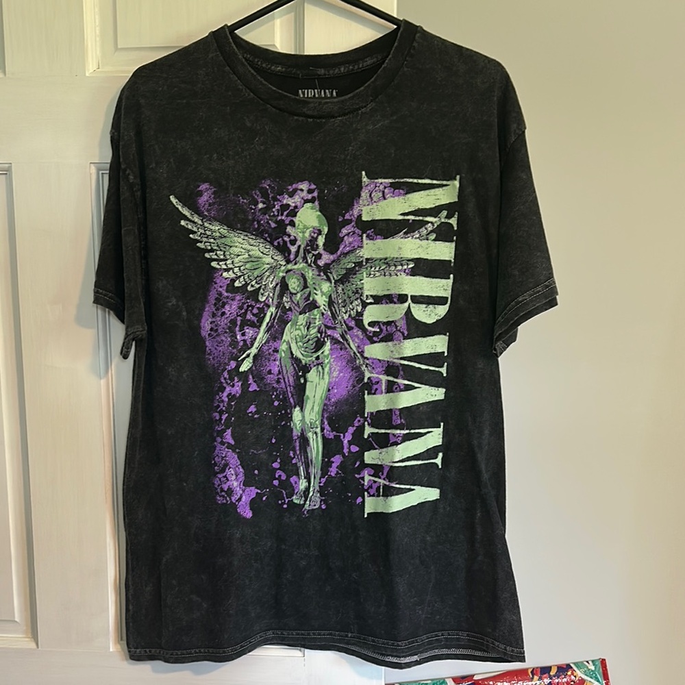 NIRVANA Black and Purple Short Sleeve Tee